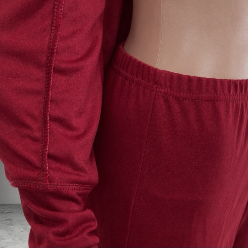 New Women's Zip-Front Track Jacket & Pants Set - Burgundy - Picture 11 of 13